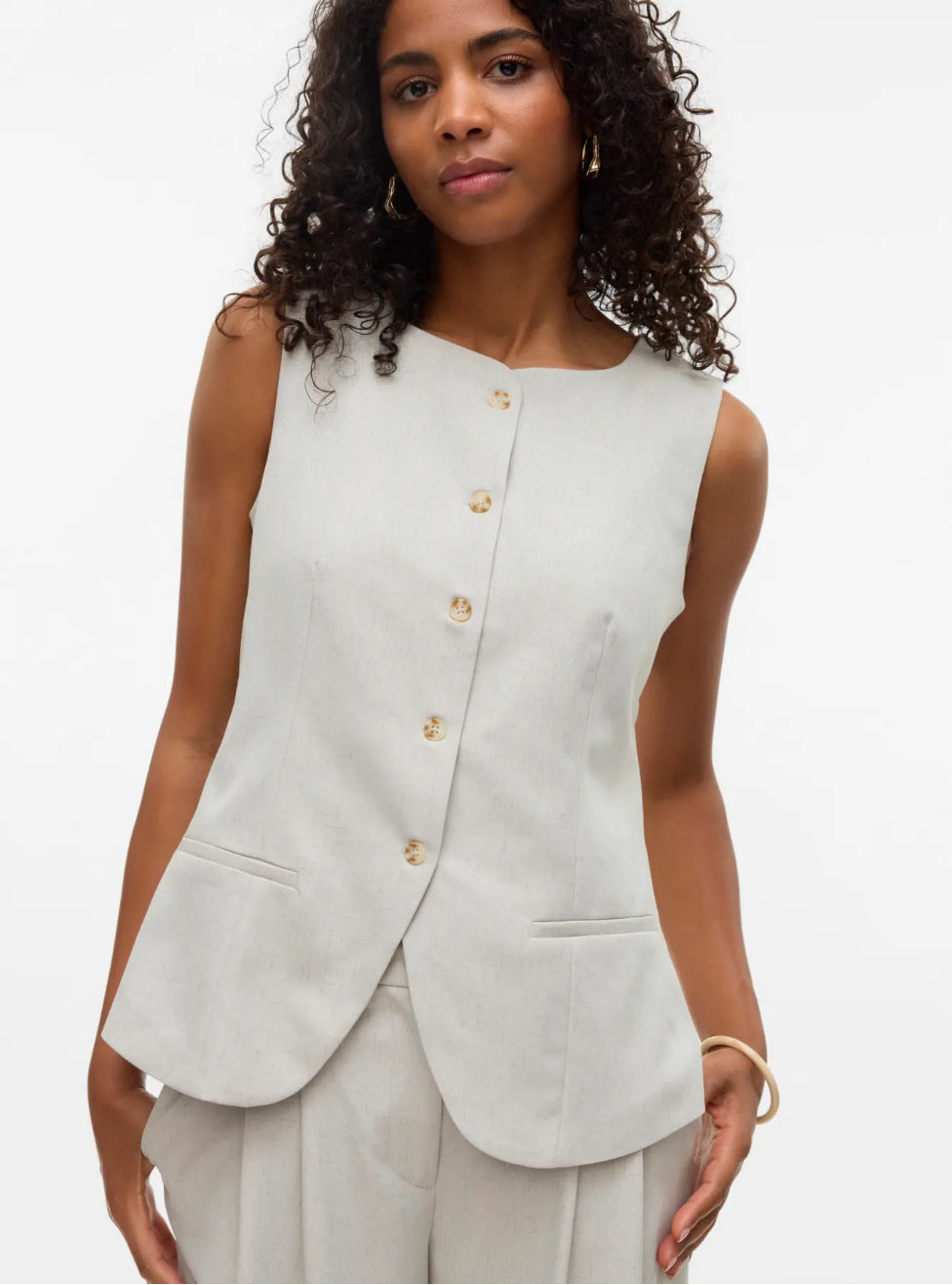 VERO MODA lys vest med knapper
