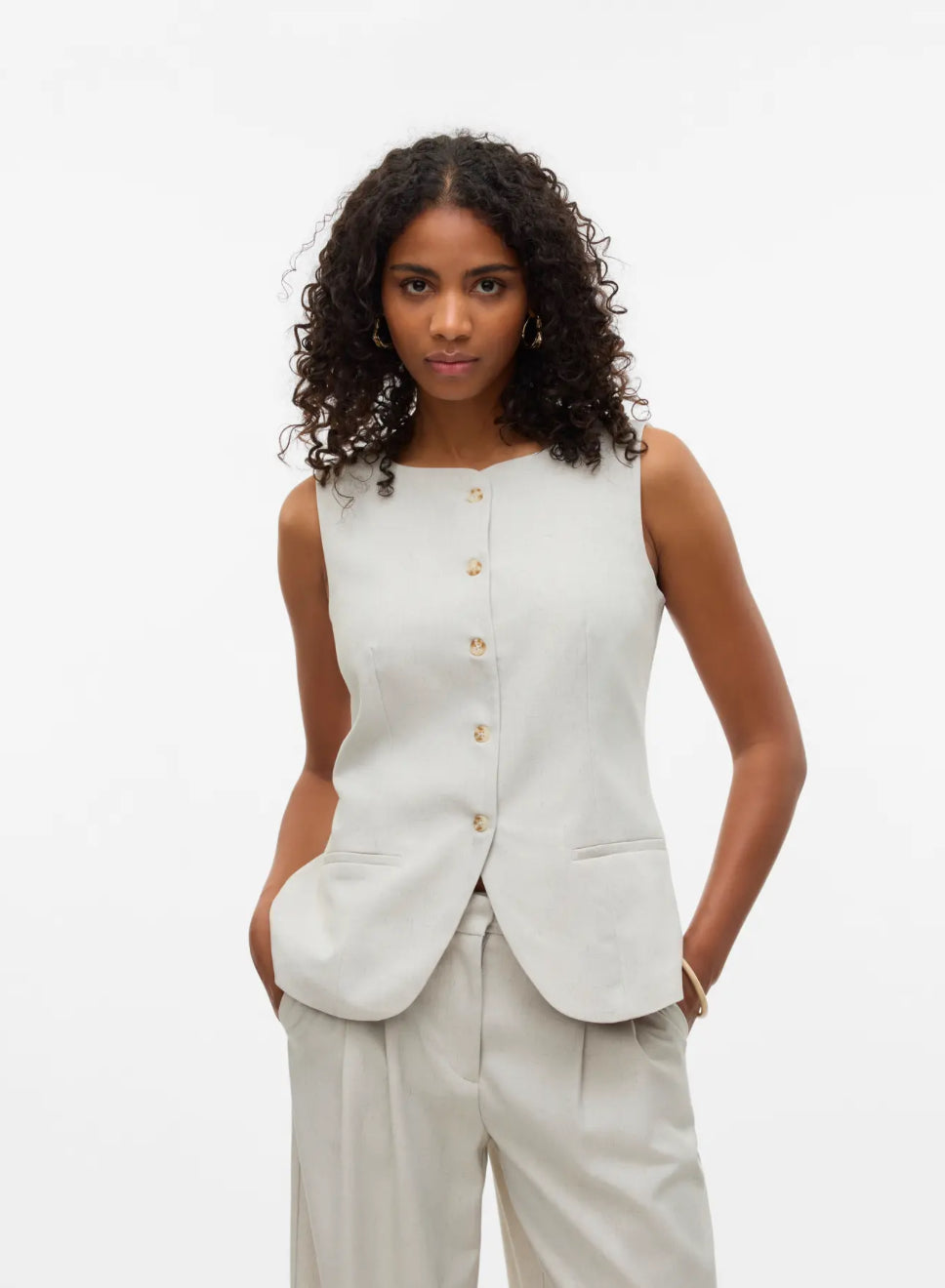 VERO MODA lys vest med knapper