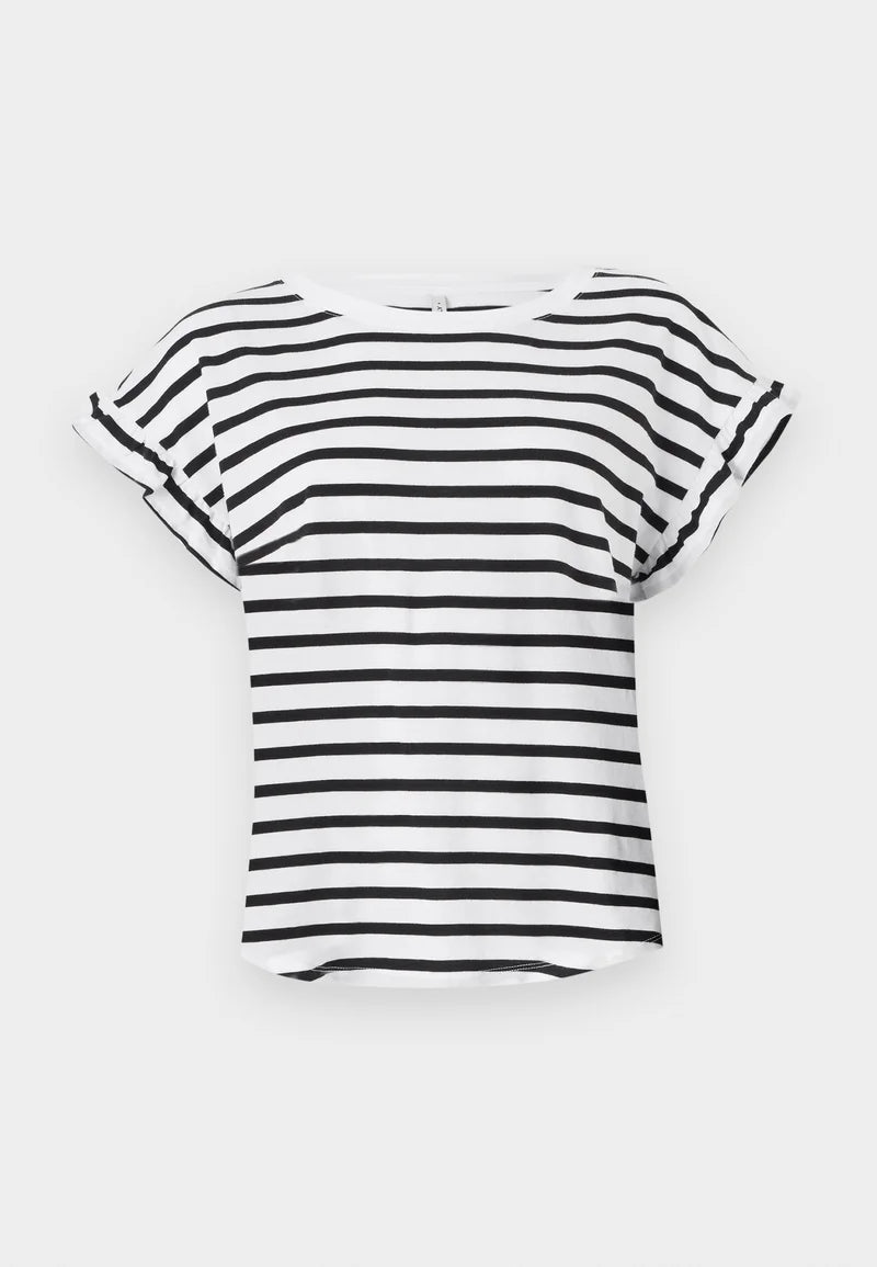 ONLY t-shirt med striber og flænser