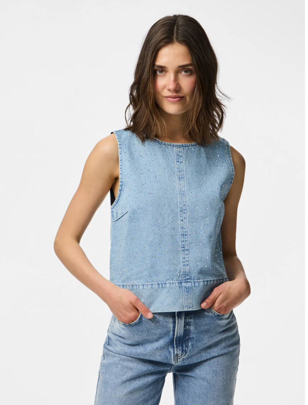 PIECES top med glitter