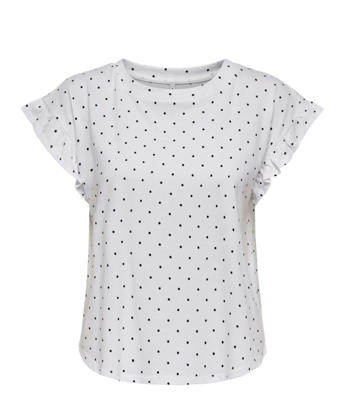 ONLY t-shirt med polka prikker og flænser