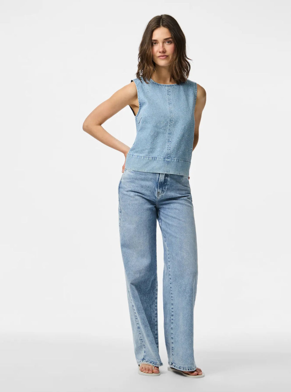 PIECES top med glitter