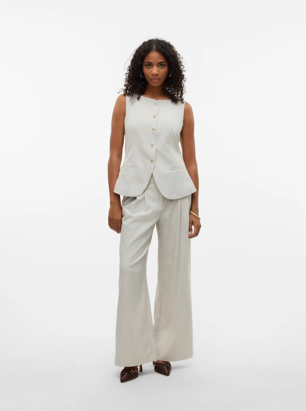 VERO MODA lys vest med knapper