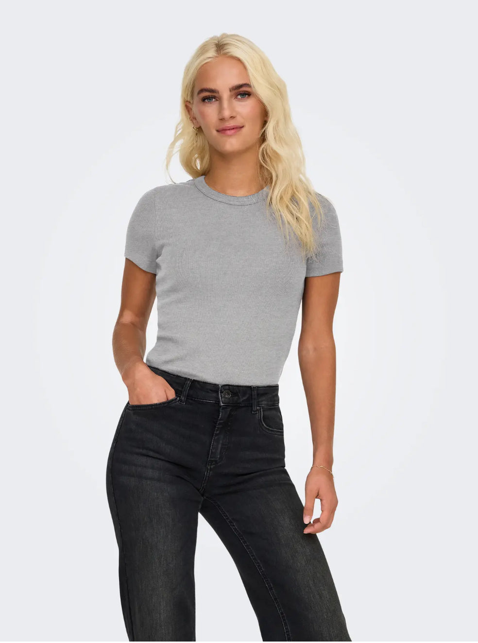 ONLY grå t-shirt i rib