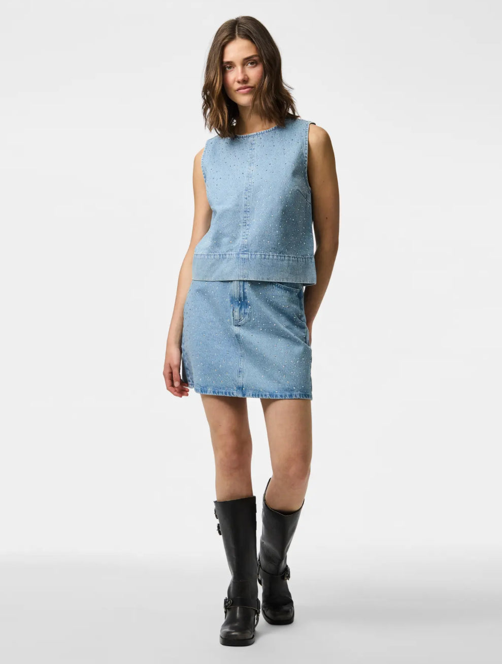 PIECES top med glitter