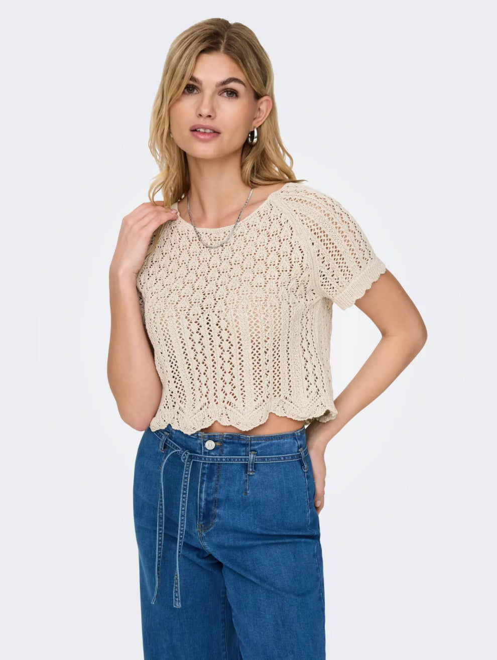 Feminin hæklet bluse top 