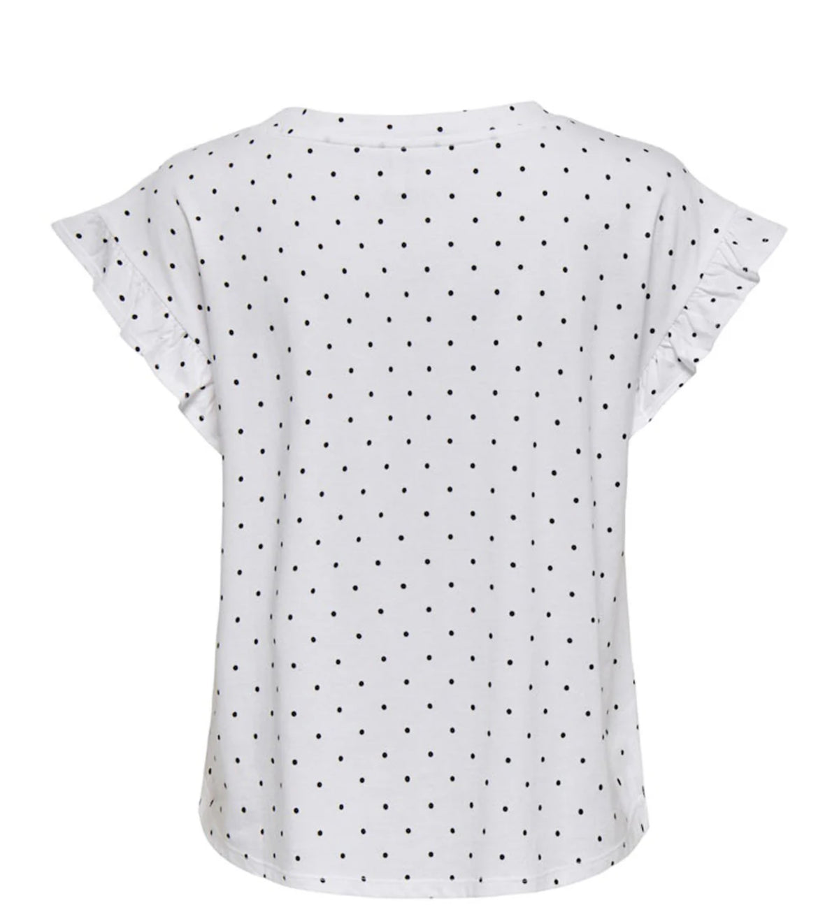 ONLY t-shirt med polka prikker og flænser