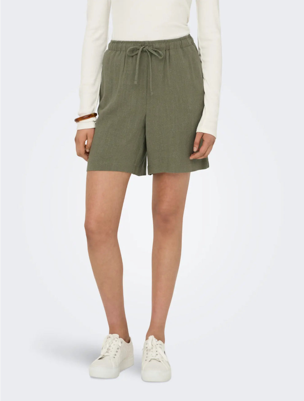ONLY hør shorts med bindebånd