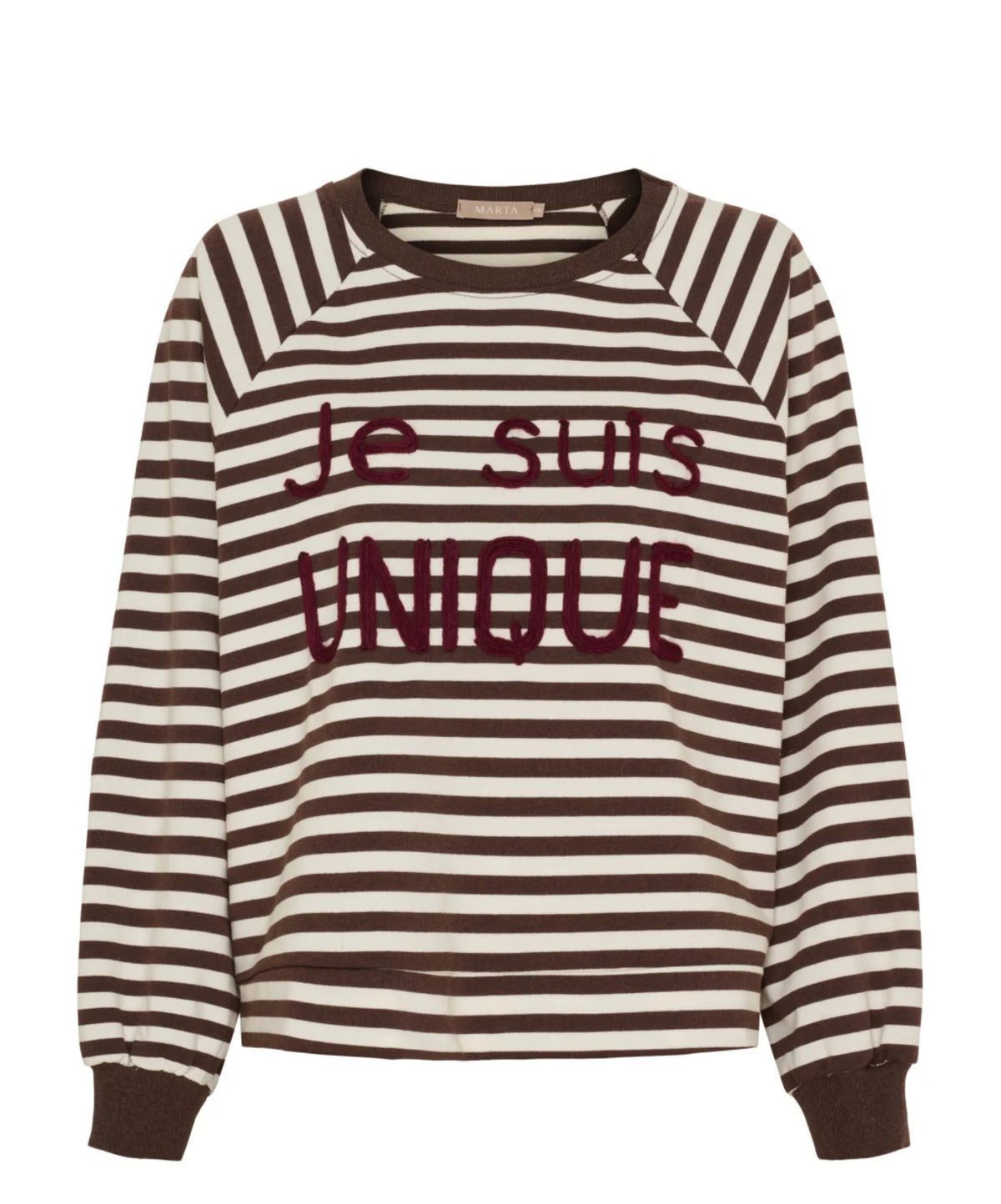 Marta stribet bluse med skrift