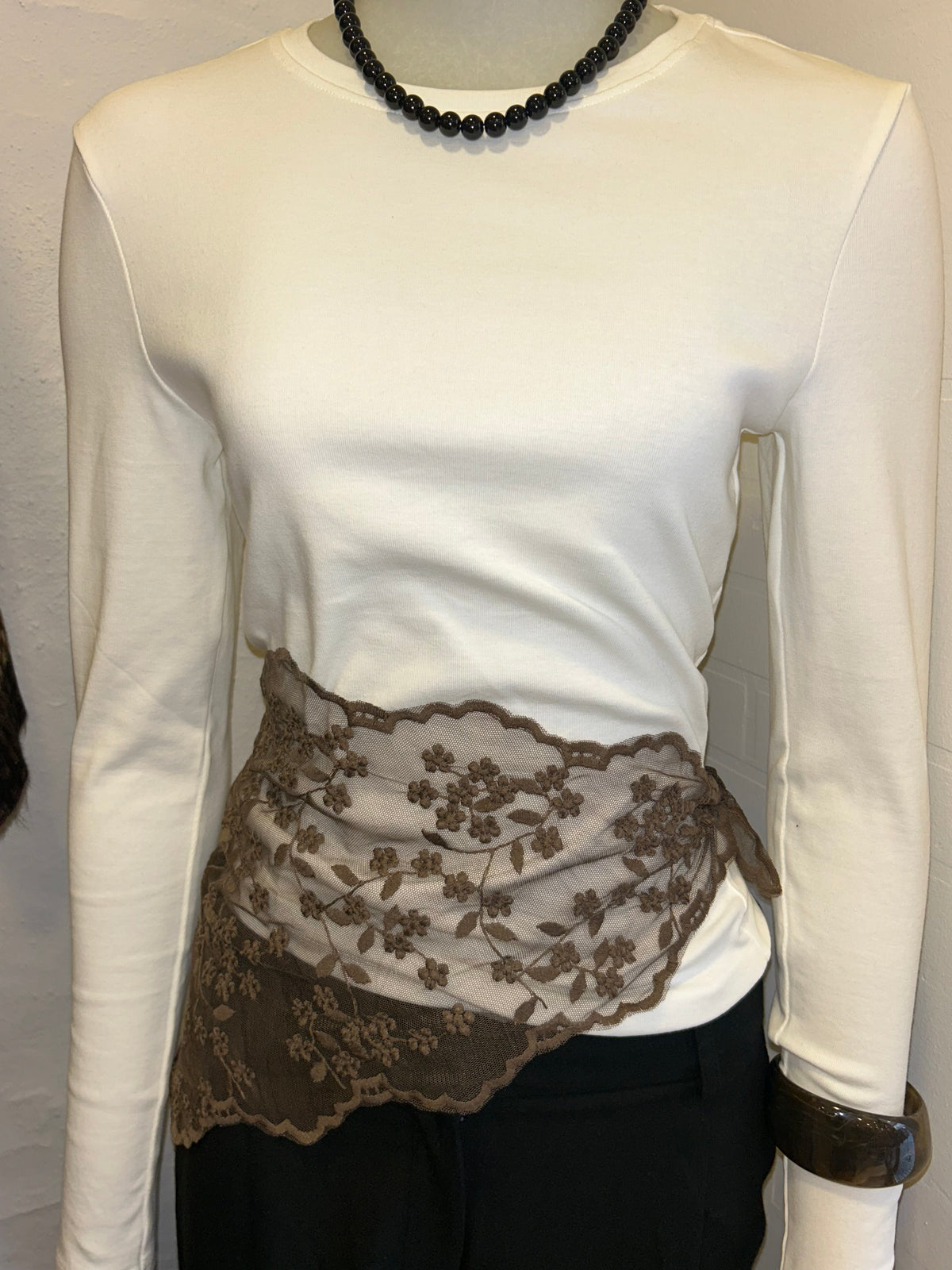 Mini lace-scarf brun