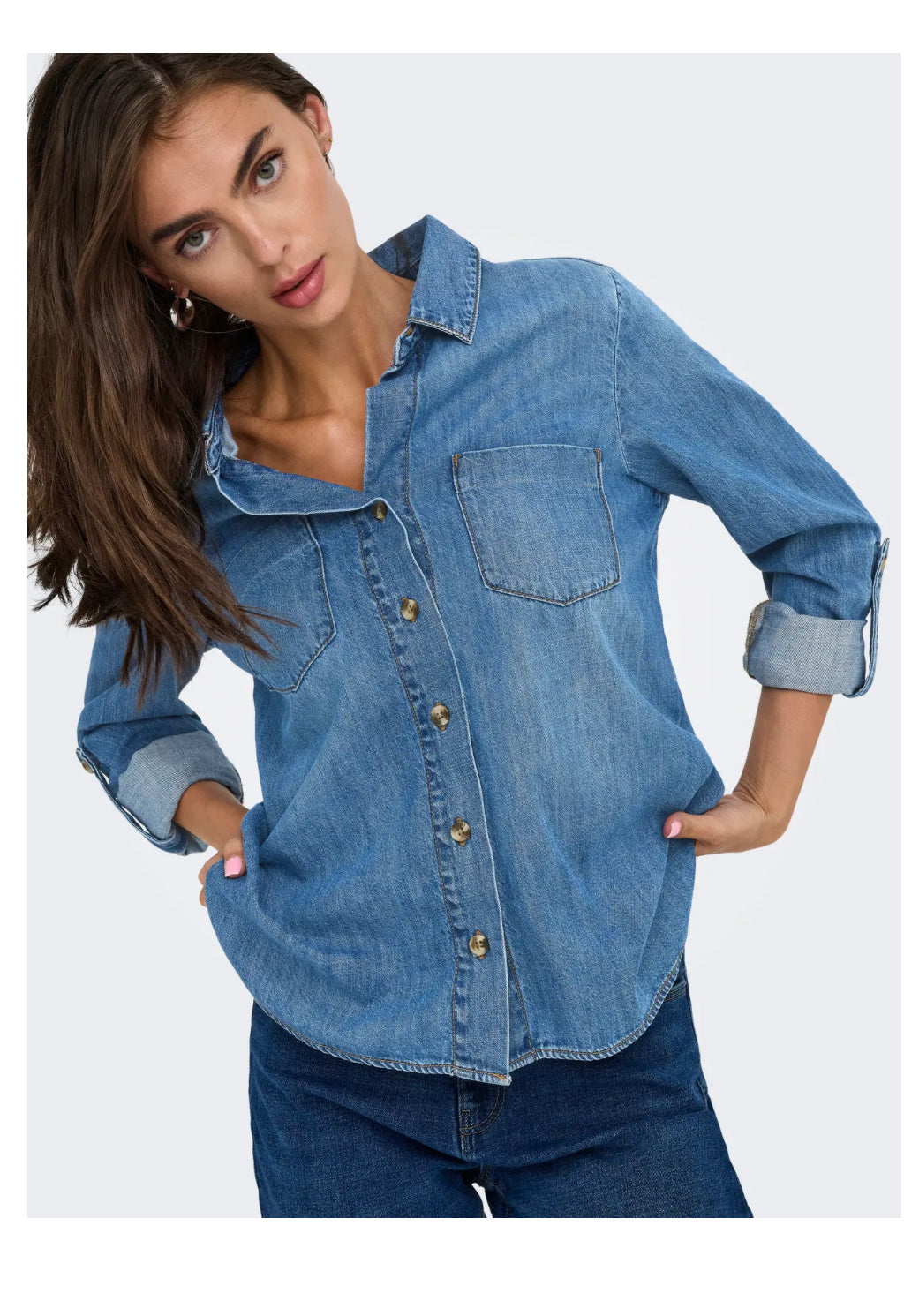 Only denim skjorte