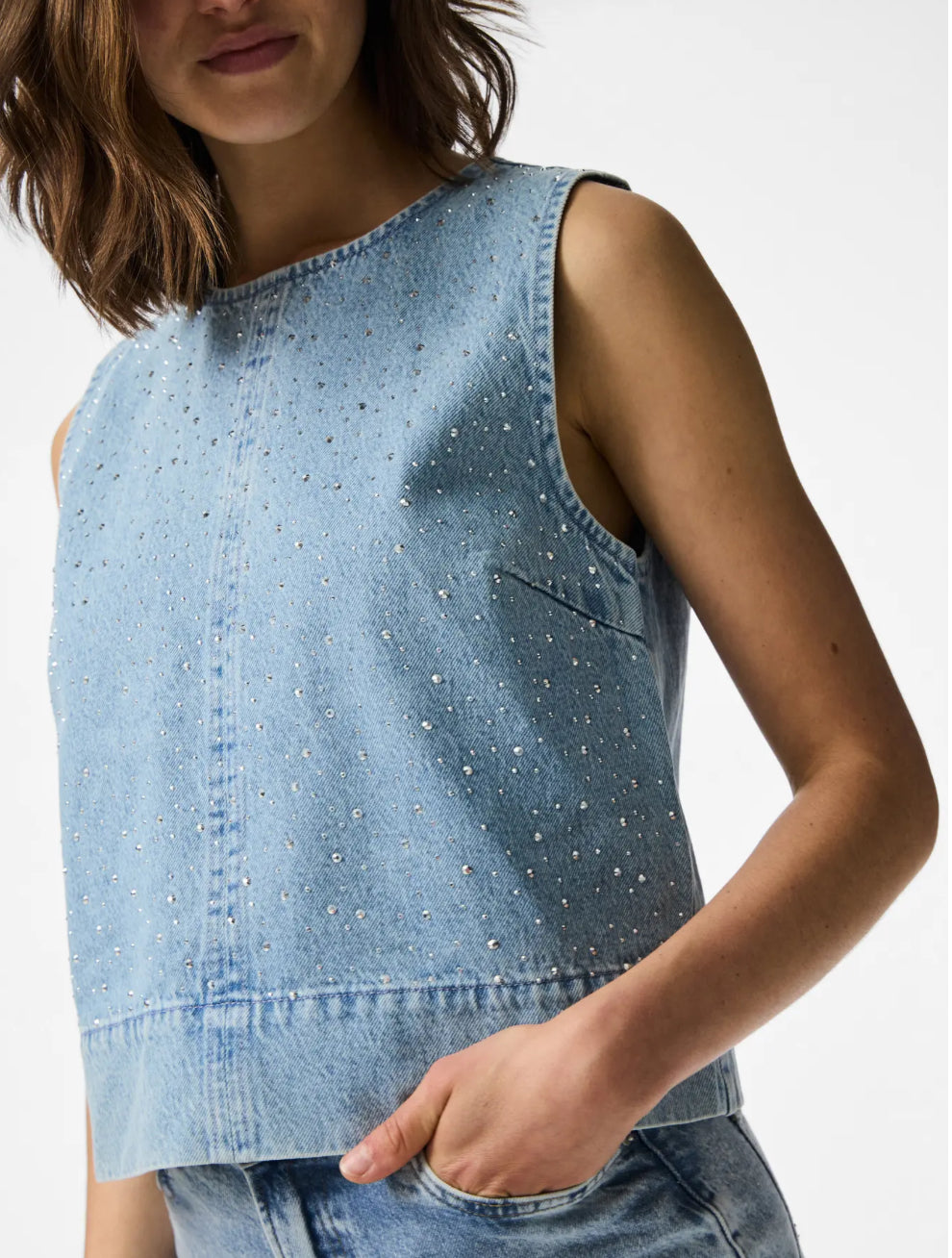 PIECES top med glitter