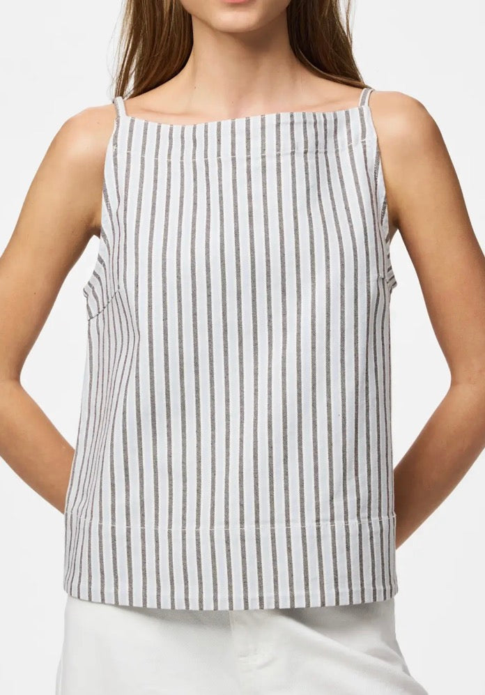 PIECES square denim top