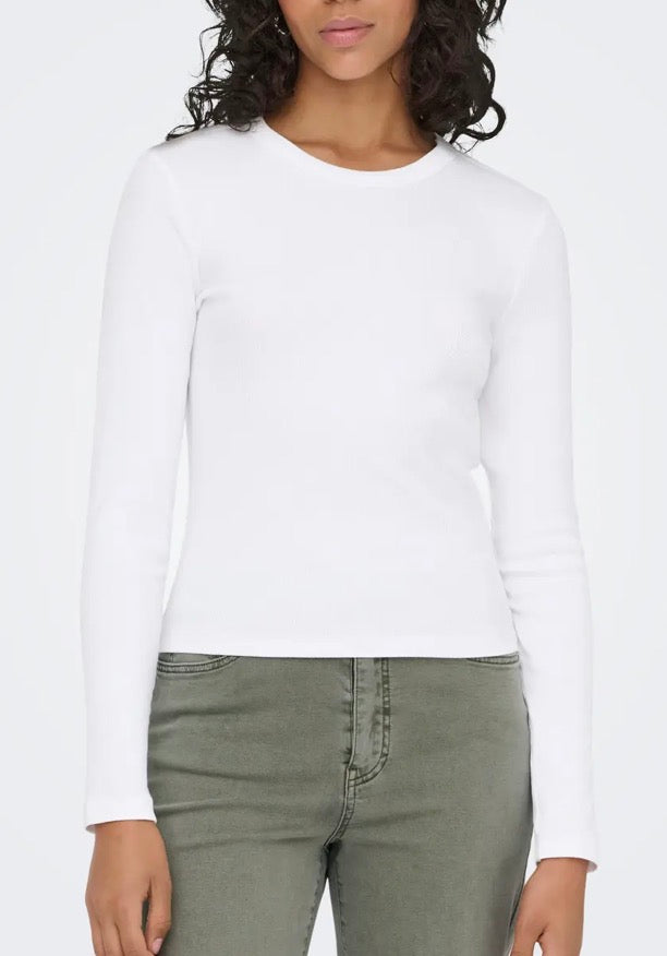 ONLY O-neck stram basis bluse