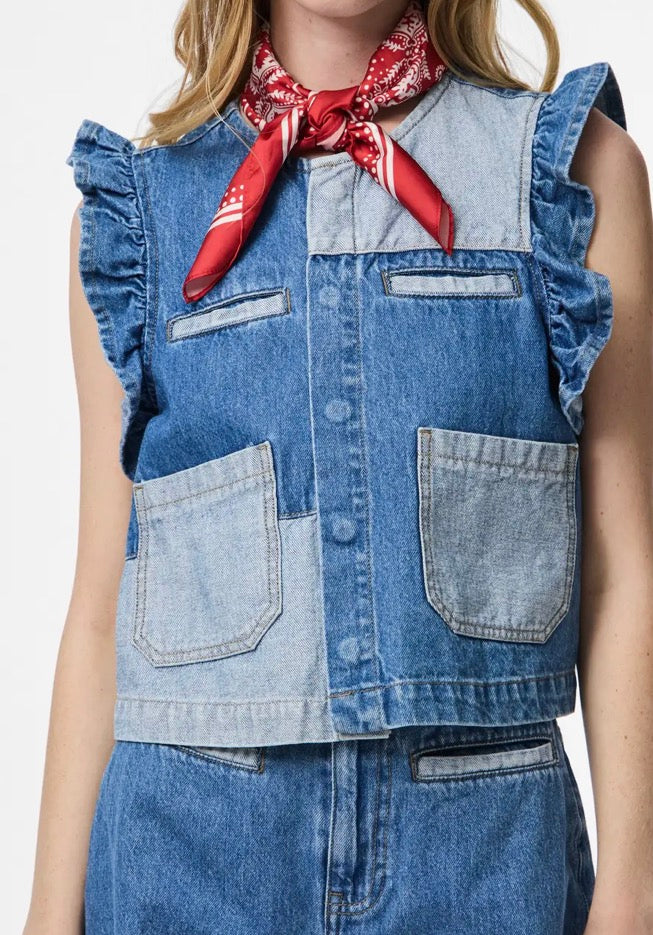 PIECES denim top