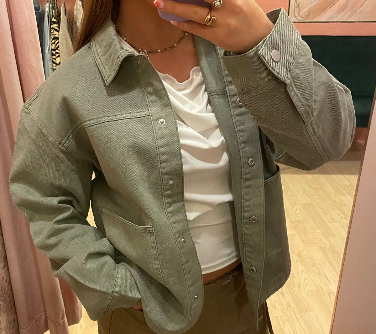 ONLY grøn denim jakke