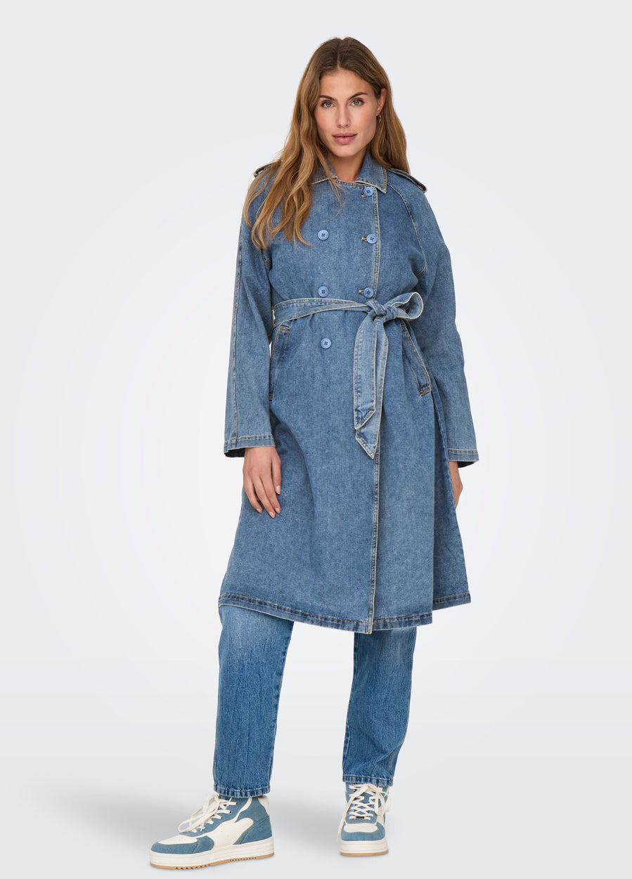 ONLY | Lang denim trenchcoat coat, når du mangler en let jakke