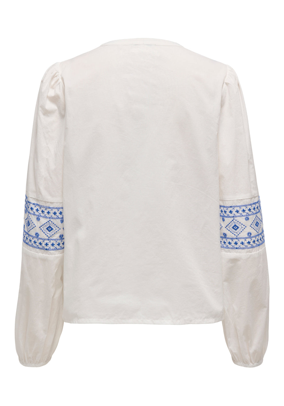 JDY broderet bluse -  med blå broderi, boheme stil