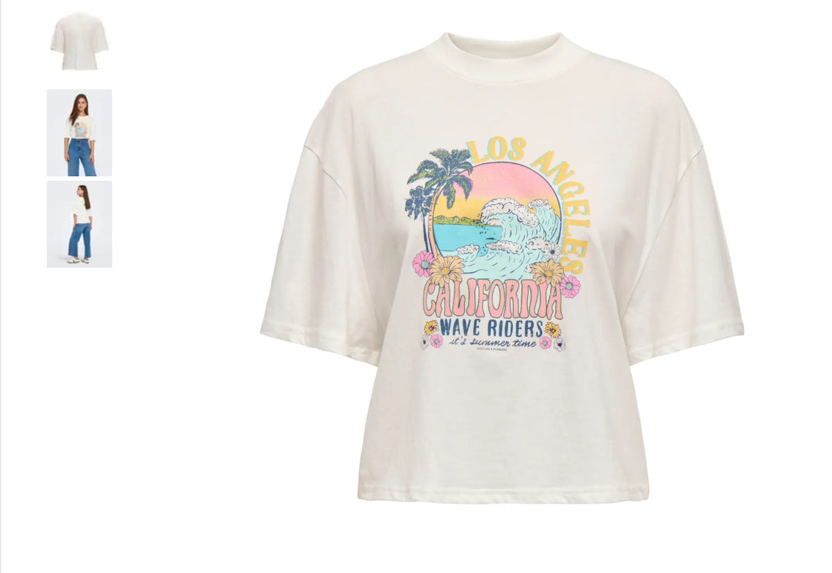 Tshirt fra jdy med print i sommer farver 