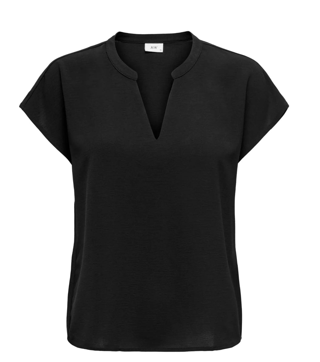 JDY  sort sommer bluse med kort ærme