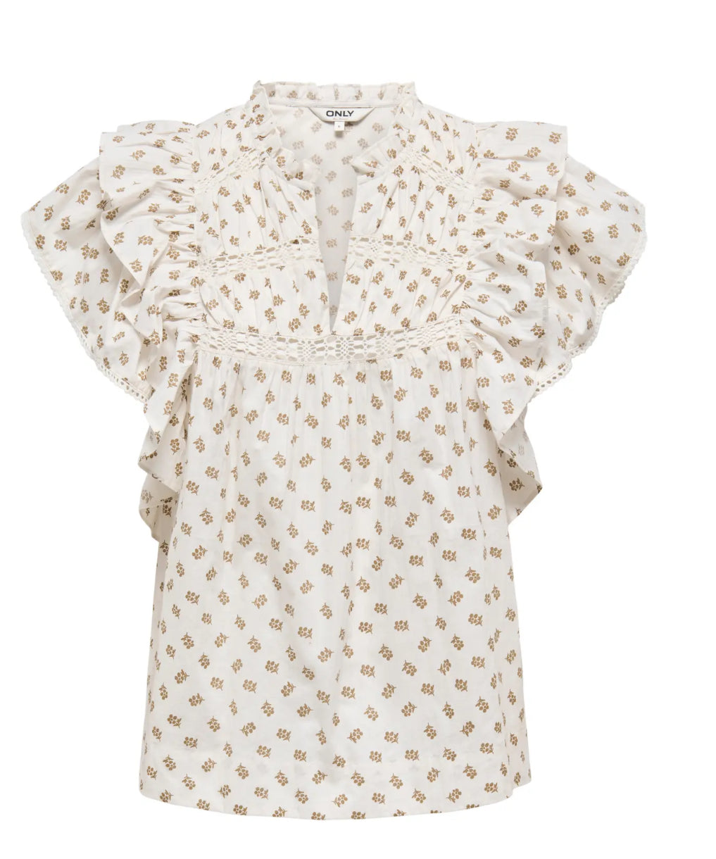 ONLY | frill top med mønster