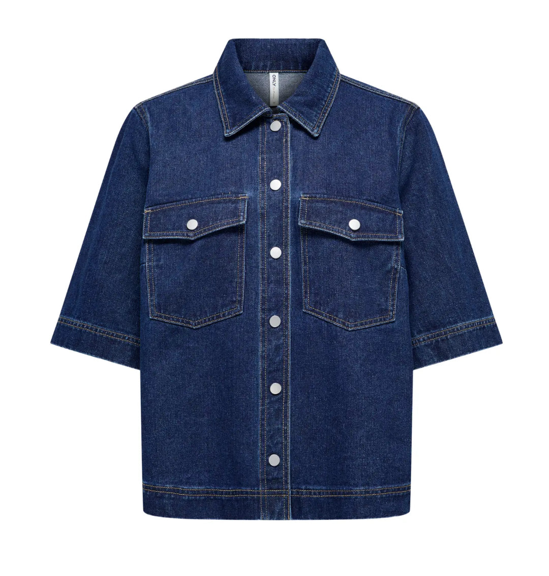 ONLY kortærmet denim skjorte