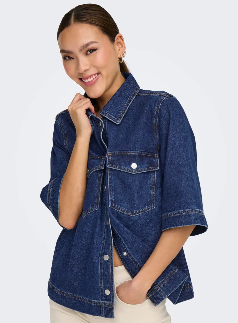 ONLY kortærmet denim skjorte