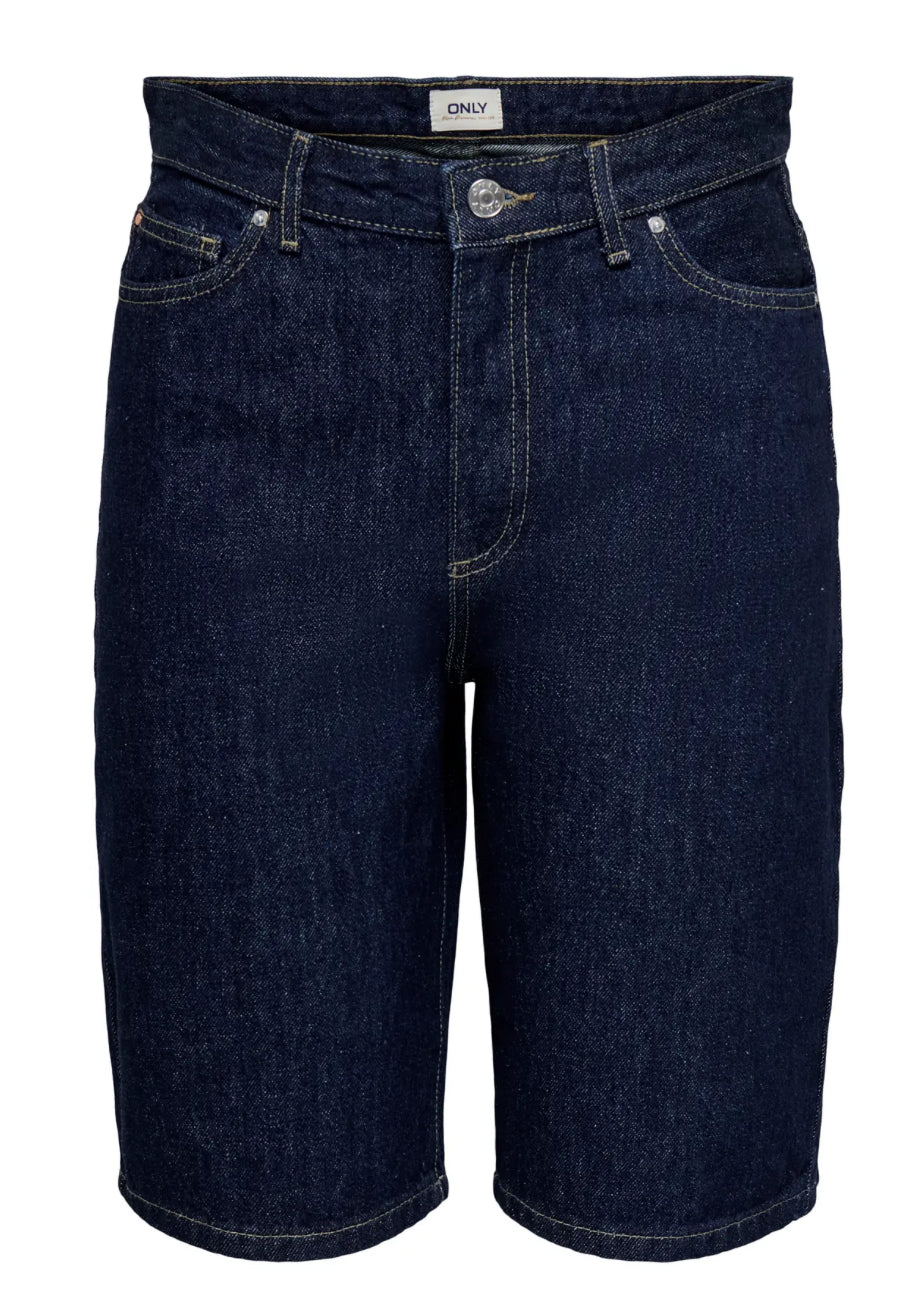 ONLY lange mørkeblå denim shorts