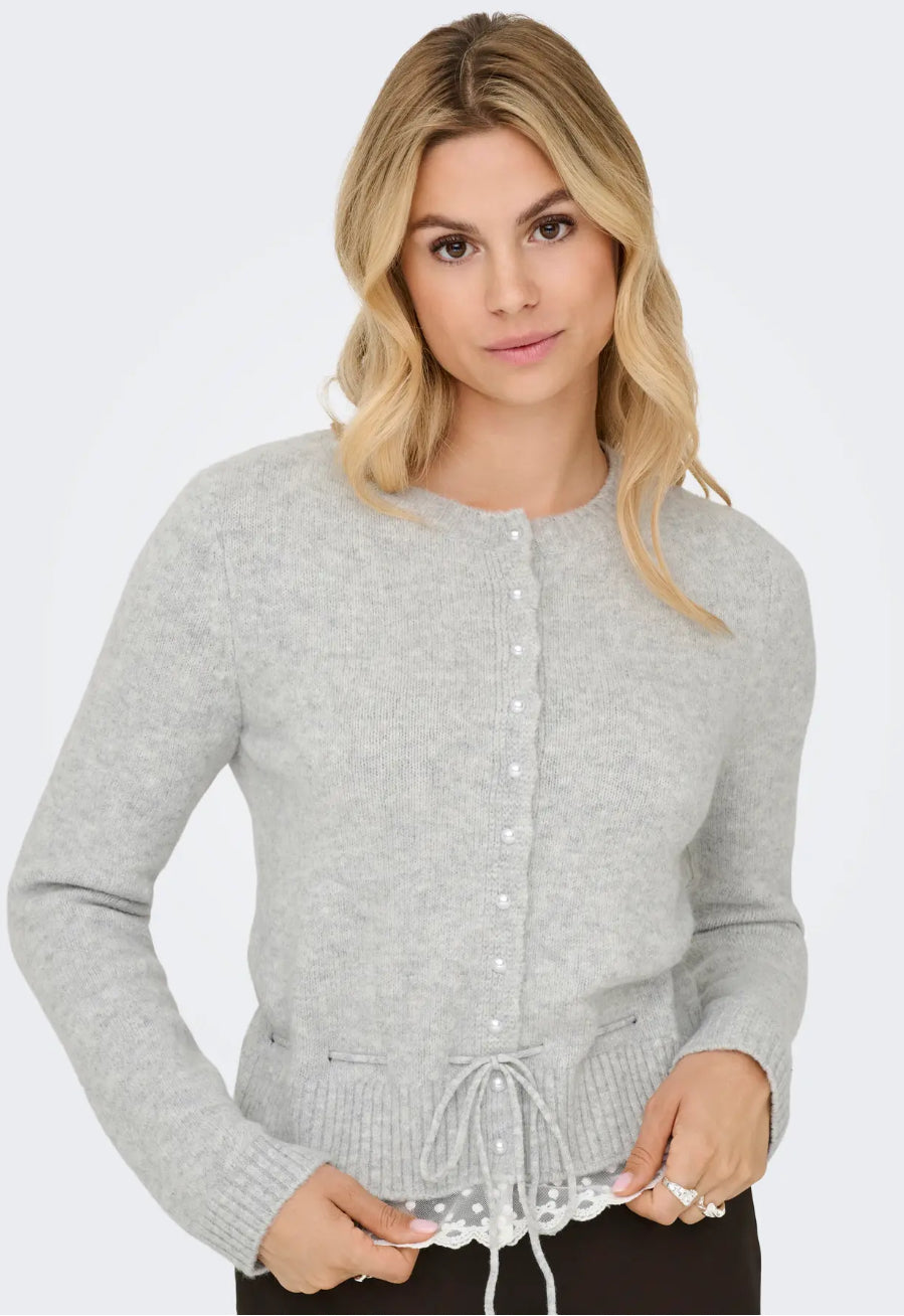 Grå cardigan med blonde