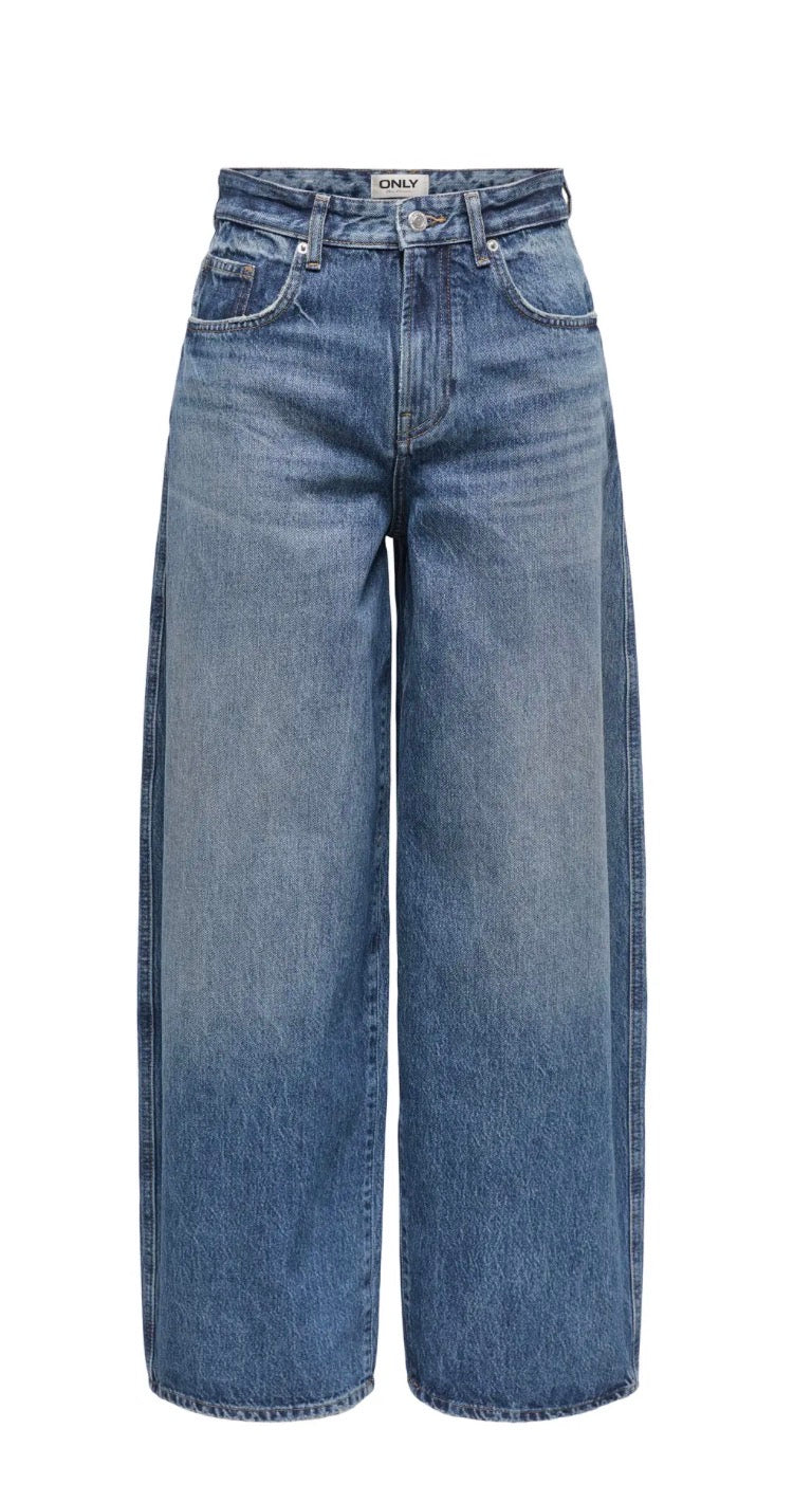 ONLY Taylor Barrel Jeans – Høj Talje & Mørk Blå Denim | Damejeans