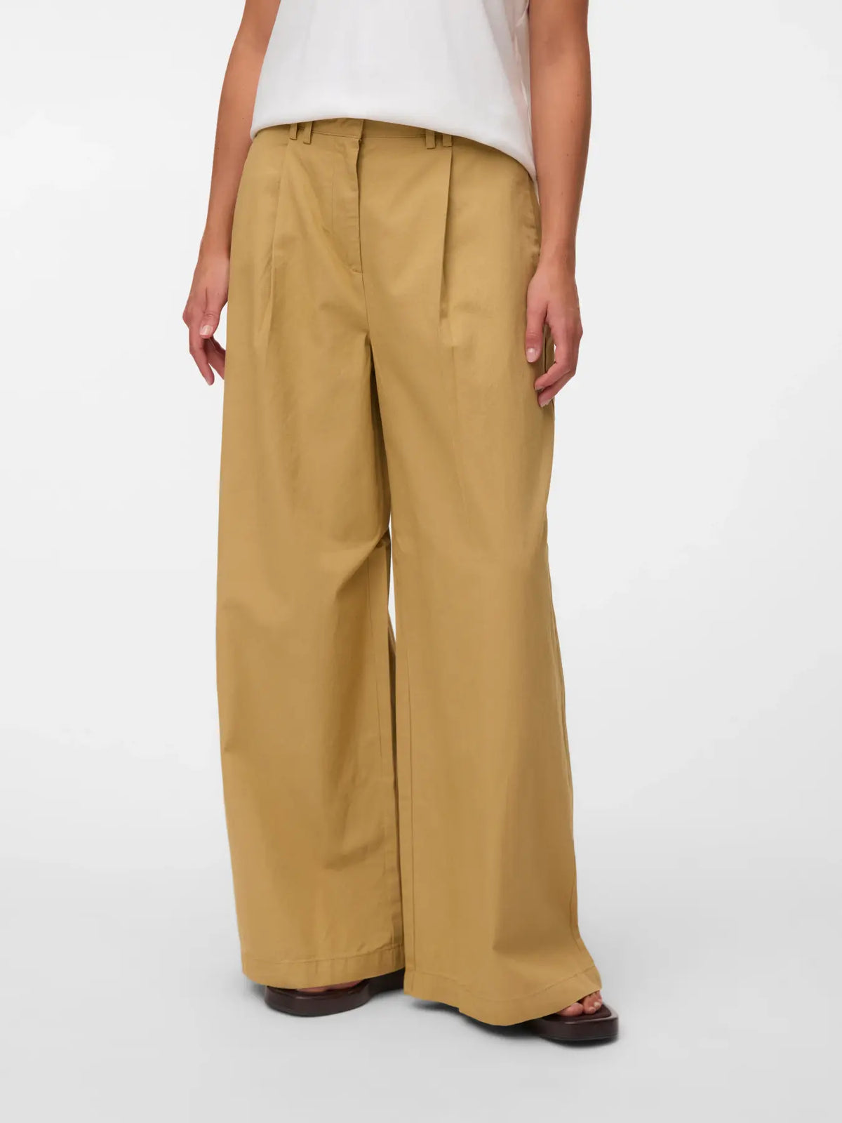 VERO MODA Nova HW brede bukser med læg – Silver Fern