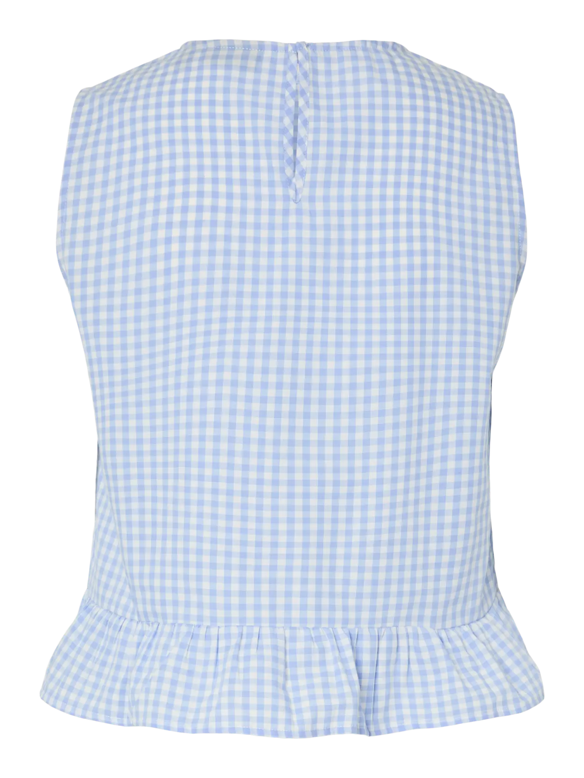 PIECES Bibby ternet top dame - blå/hvid gingham sommertop, bagfra